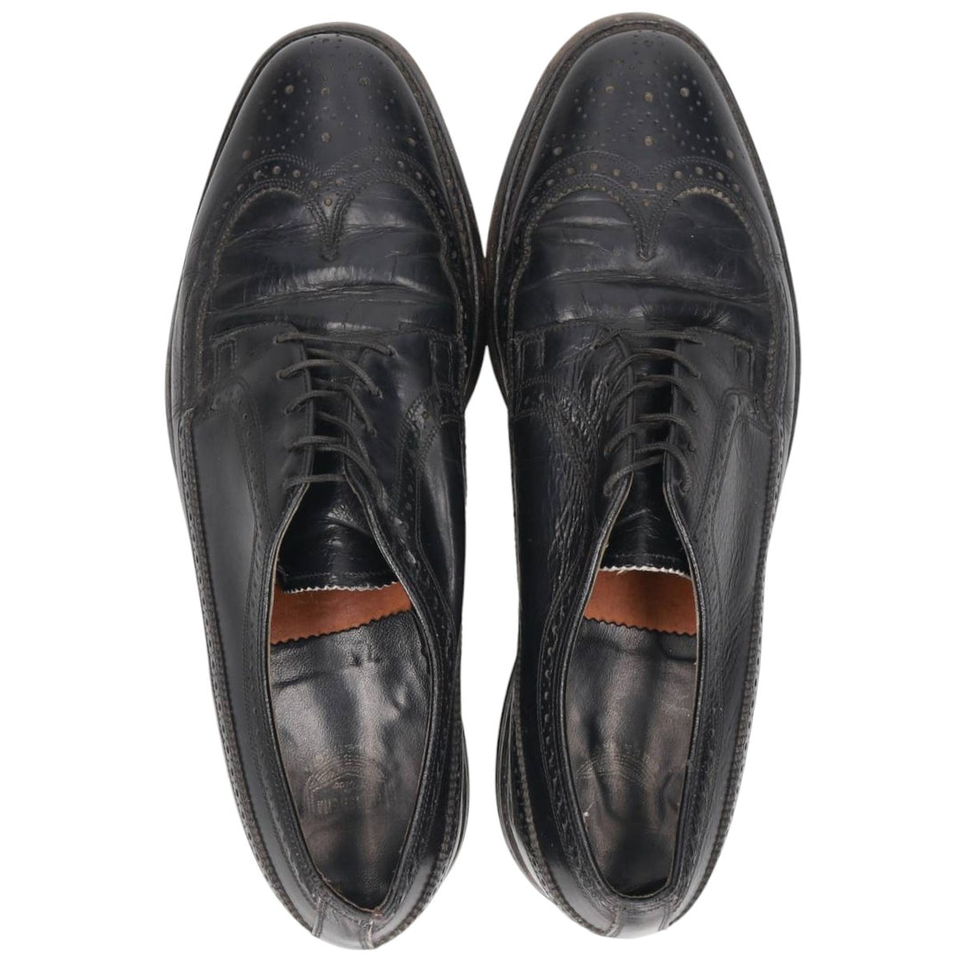 Florsheim Full Brogue Wingtip Shoes, 8 1/2D, Men's, 10.4" (equivalent) /saa014731 Men's 26.5cm unclear black type Vintage Second Hand