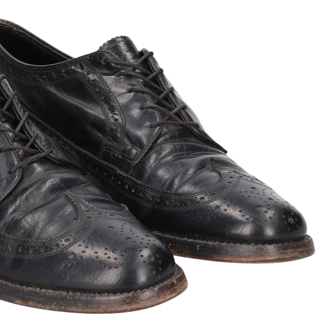 Florsheim Full Brogue Wingtip Shoes, 8 1/2D, Men's, 10.4" (equivalent) /saa014731 Men's 26.5cm unclear black type Vintage Second Hand