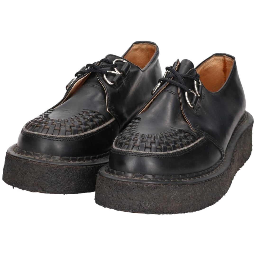 Getta Grip Braided Leather Shoes, Size 7, Men's, 10" (equivalent) /saa014732 Men's 25.5cm genuine leather black type Vintage Second Hand