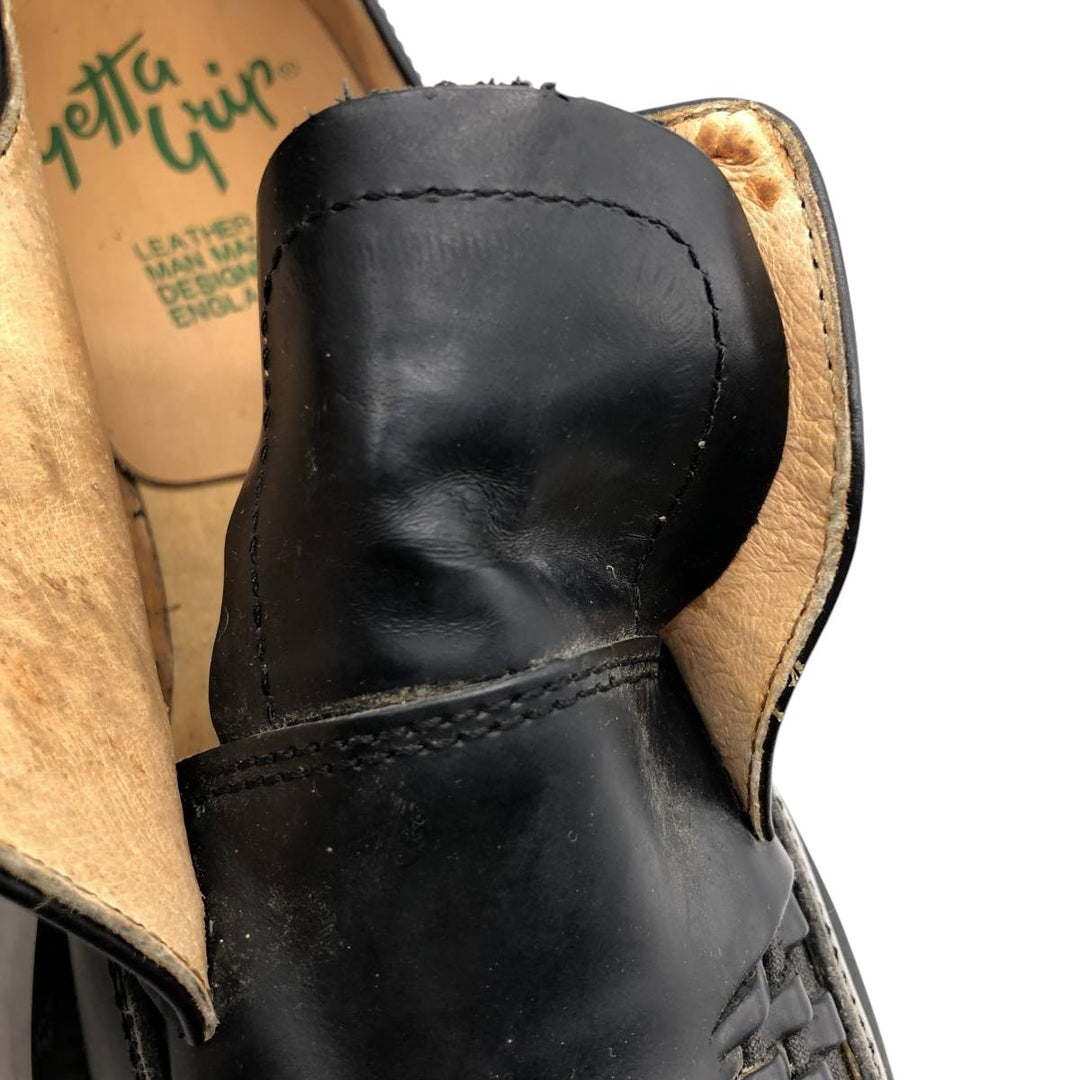 Getta Grip Braided Leather Shoes, Size 7, Men's, 10" (equivalent) /saa014732 Men's 25.5cm genuine leather black type Vintage Second Hand