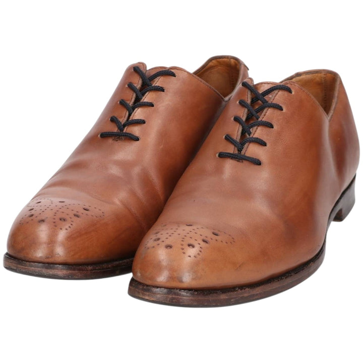 BOWEN semi-brogue plain-toe shoes, made in England, size 8 1/2 Men's 27.0cm genuine leather brown type Vintage Second Hand