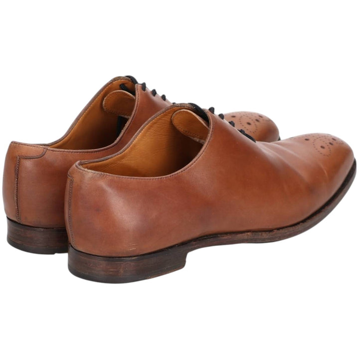 BOWEN semi-brogue plain-toe shoes, made in England, size 8 1/2 Men's 27.0cm genuine leather brown type Vintage Second Hand