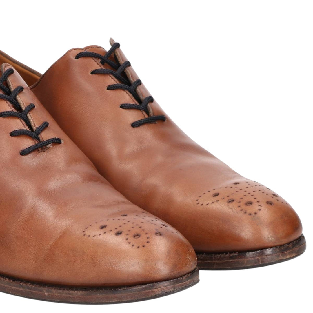 BOWEN semi-brogue plain-toe shoes, made in England, size 8 1/2 Men's 27.0cm genuine leather brown type Vintage Second Hand
