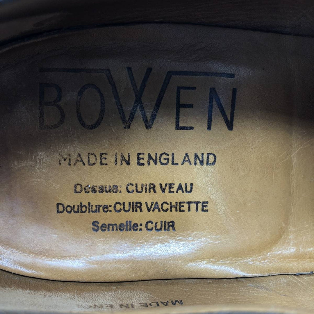 BOWEN semi-brogue plain-toe shoes, made in England, size 8 1/2 Men's 27.0cm genuine leather brown type Vintage Second Hand
