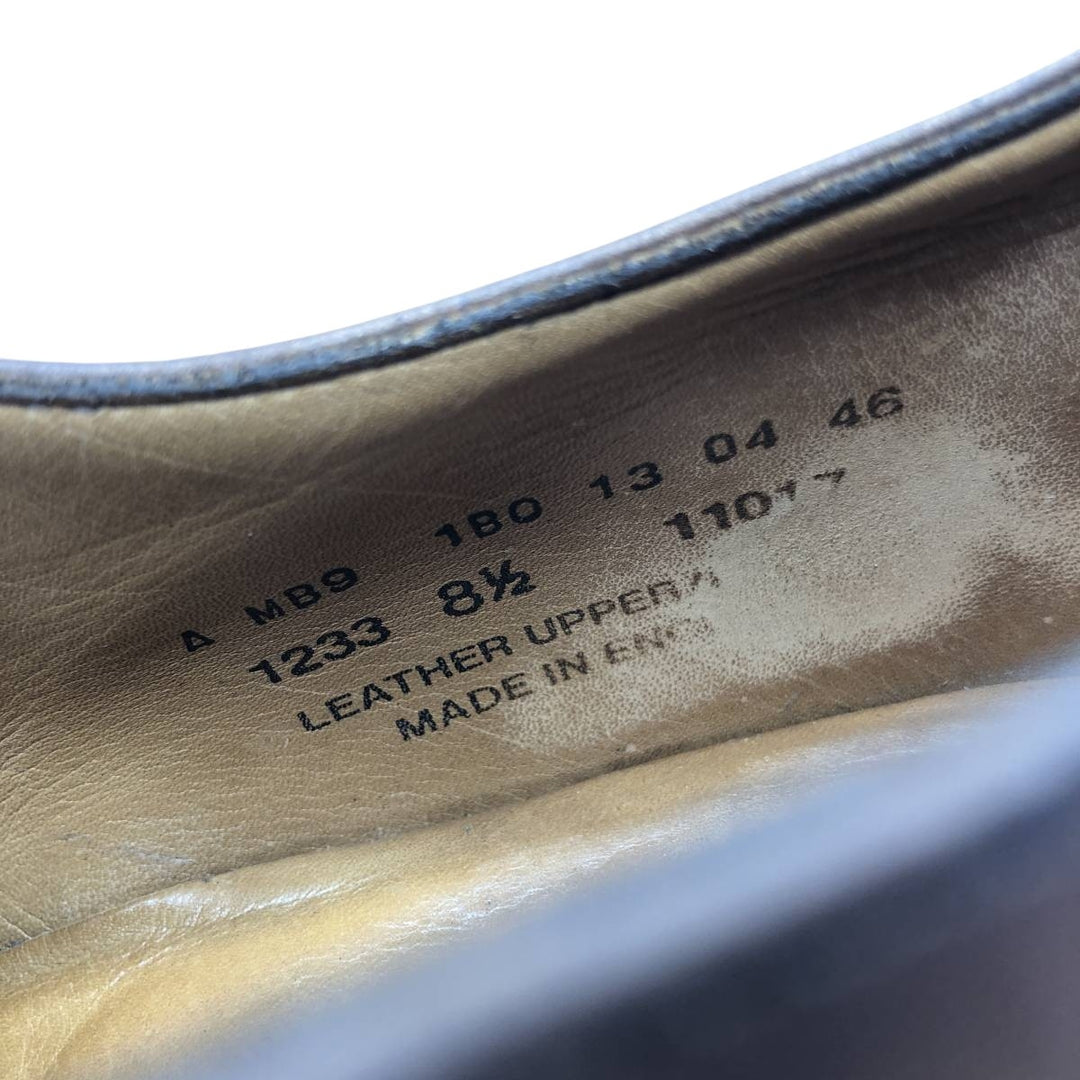 BOWEN semi-brogue plain-toe shoes, made in England, size 8 1/2 Men's 27.0cm genuine leather brown type Vintage Second Hand