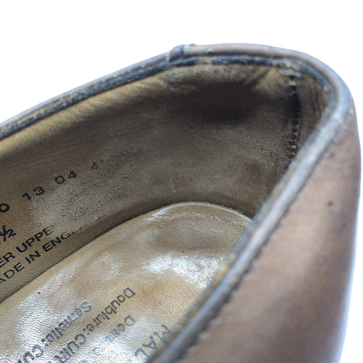 BOWEN semi-brogue plain-toe shoes, made in England, size 8 1/2 Men's 27.0cm genuine leather brown type Vintage Second Hand