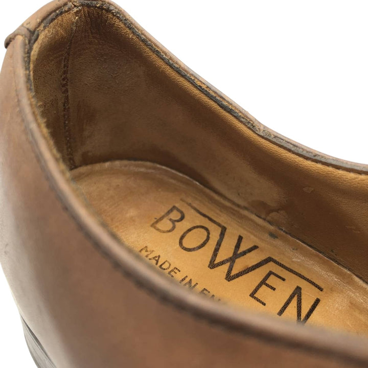 BOWEN semi-brogue plain-toe shoes, made in England, size 8 1/2 Men's 27.0cm genuine leather brown type Vintage Second Hand