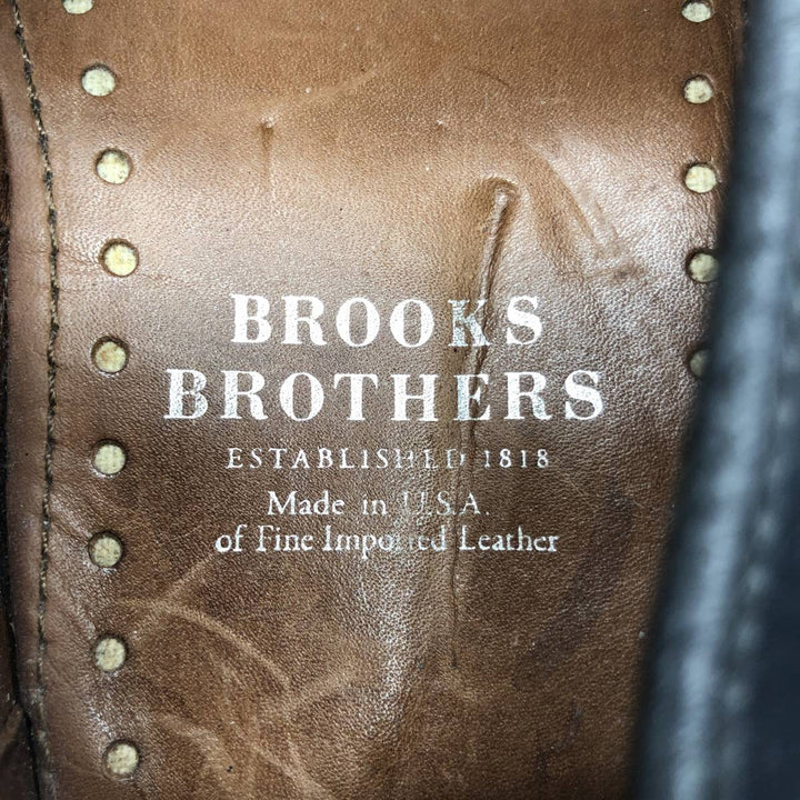 Brooks Brothers Straight Tip Shoes, Made in USA, Size 9 1/2D Men's 27.5cm genuine leather black type Vintage Second Hand