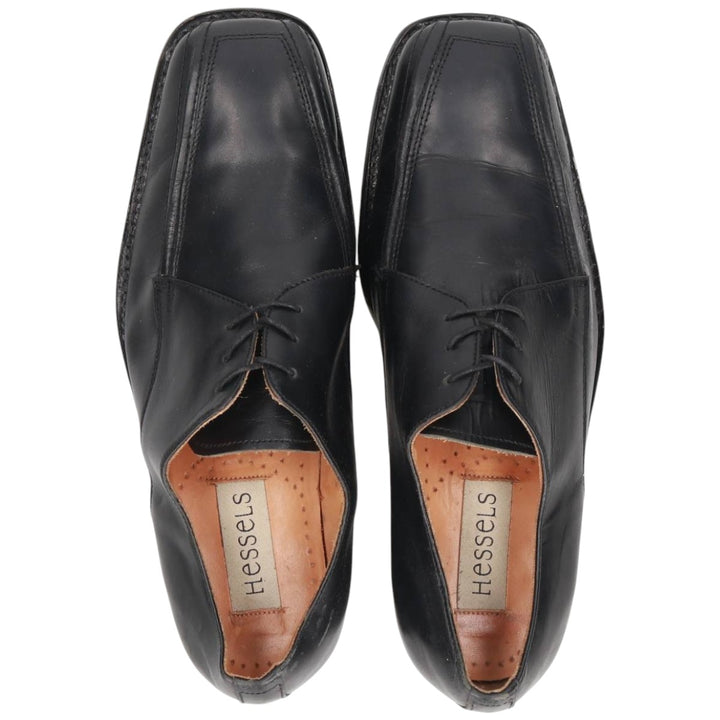 HESSELS Square Toe Leather Shoes, Size 42, Men's Size 11 (equivalent) /saa014750 Men's 28.0cm genuine leather black type Vintage Second Hand