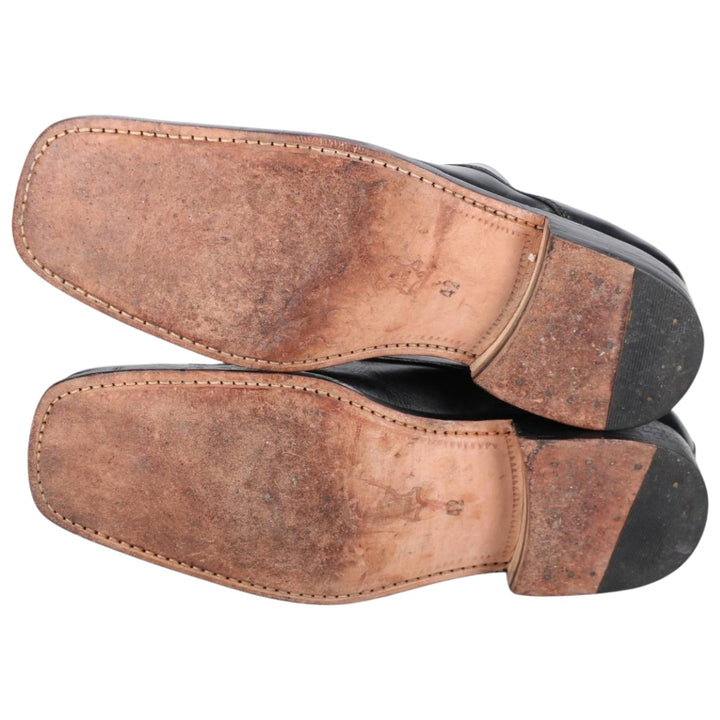 HESSELS Square Toe Leather Shoes, Size 42, Men's Size 11 (equivalent) /saa014750 Men's 28.0cm genuine leather black type Vintage Second Hand