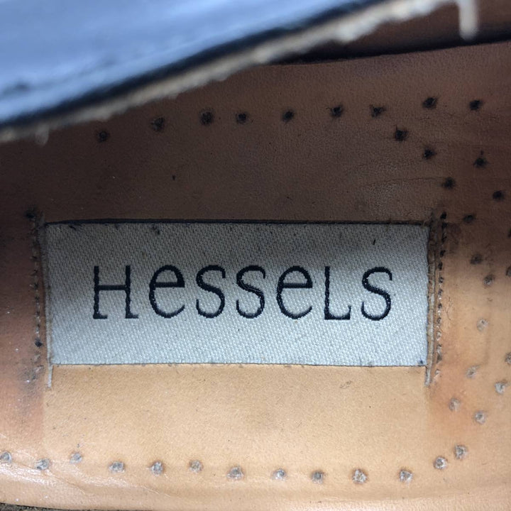 HESSELS Square Toe Leather Shoes, Size 42, Men's Size 11 (equivalent) /saa014750 Men's 28.0cm genuine leather black type Vintage Second Hand
