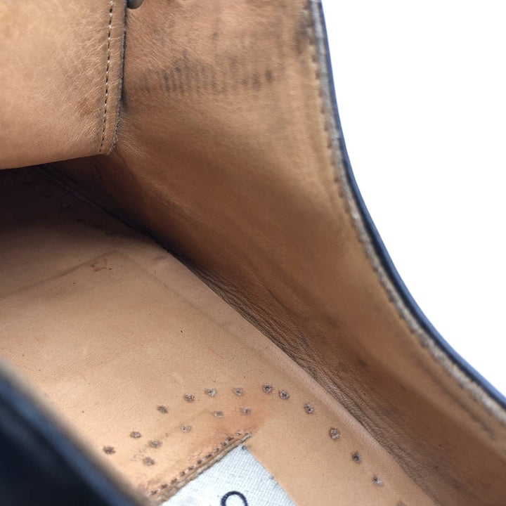 HESSELS Square Toe Leather Shoes, Size 42, Men's Size 11 (equivalent) /saa014750 Men's 28.0cm genuine leather black type Vintage Second Hand