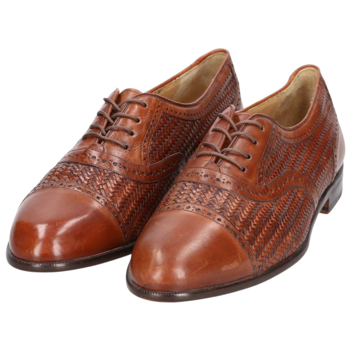 MEZLAN Braided Straight Tip Shoes, Made in Spain, Size 9M, Men's 10.6" (equivalent) /saa014752 Men's 27.0cm genuine leather brown type Vintage Second Hand