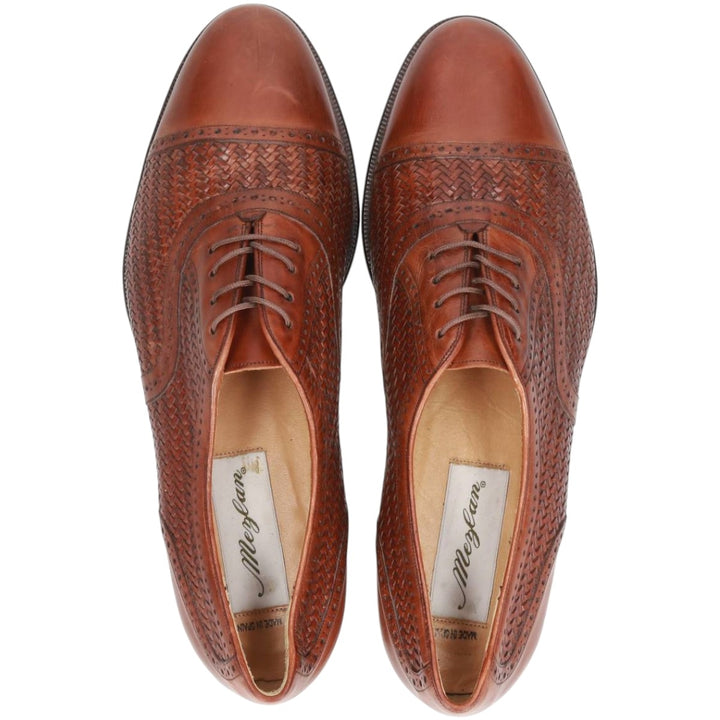 MEZLAN Braided Straight Tip Shoes, Made in Spain, Size 9M, Men's 10.6" (equivalent) /saa014752 Men's 27.0cm genuine leather brown type Vintage Second Hand