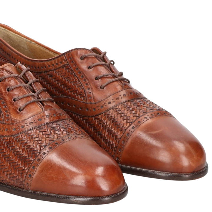 MEZLAN Braided Straight Tip Shoes, Made in Spain, Size 9M, Men's 10.6" (equivalent) /saa014752 Men's 27.0cm genuine leather brown type Vintage Second Hand