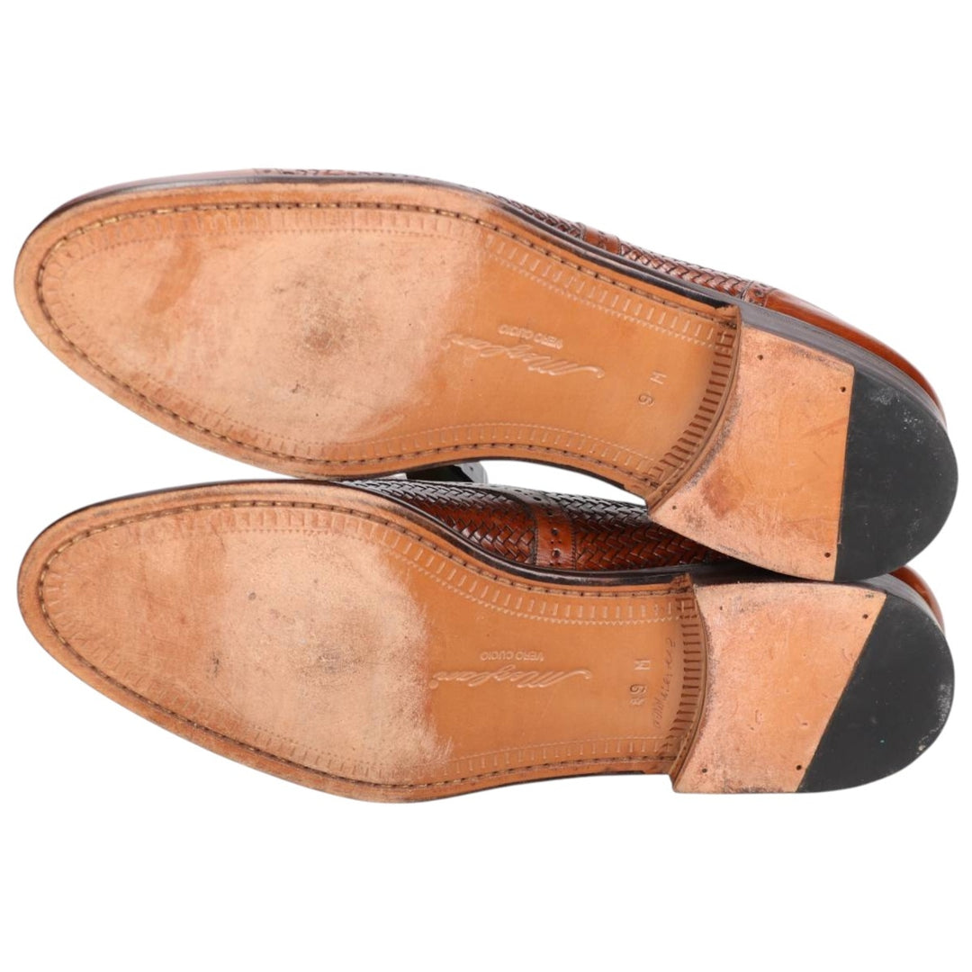 MEZLAN Braided Straight Tip Shoes, Made in Spain, Size 9M, Men's 10.6" (equivalent) /saa014752 Men's 27.0cm genuine leather brown type Vintage Second Hand