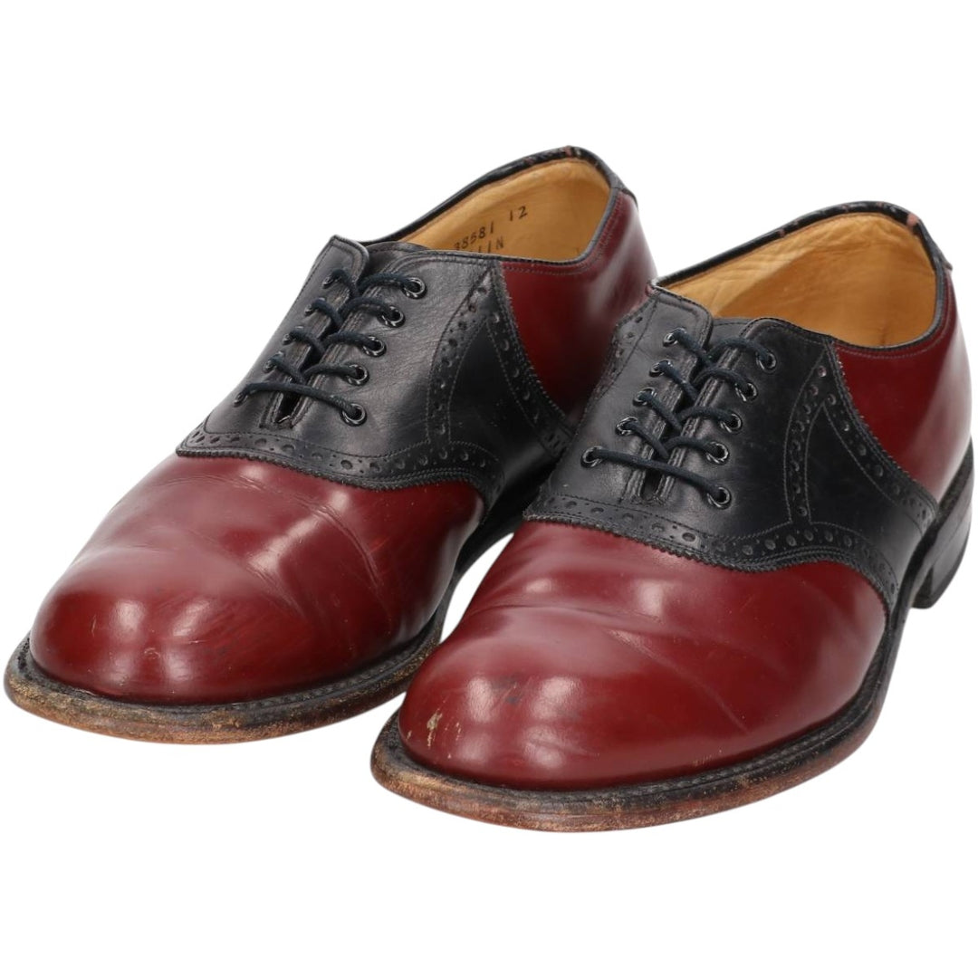 Johnston & Murphy ARISTOCRAFT Two-Tone Saddle Shoes, Made in USA, 10D Men's 28.0cm unclear red type reddish brown Vintage Second Hand