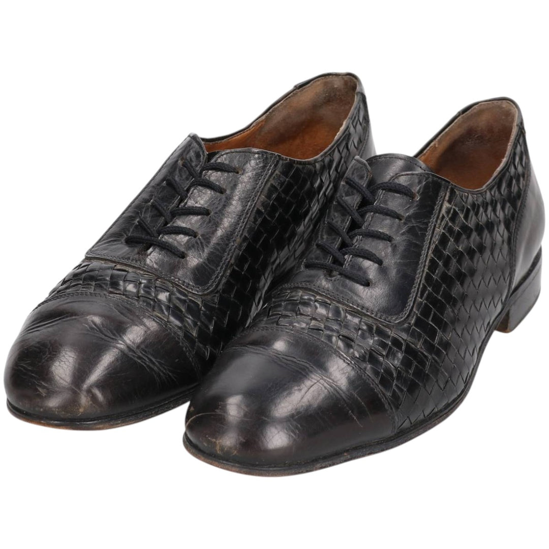 Bostonian FLORENTINE Braided Straight Tip Shoes, Made in Italy, Size 9 1/2M Men's 27.5cm genuine leather black type Vintage Second Hand