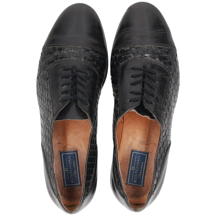Bostonian FLORENTINE Braided Straight Tip Shoes, Made in Italy, Size 9 1/2M Men's 27.5cm genuine leather black type Vintage Second Hand