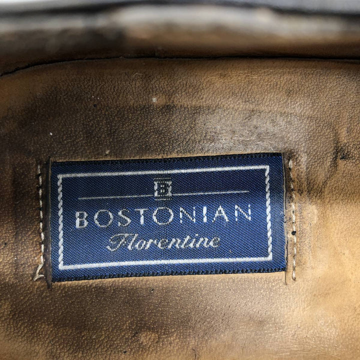 Bostonian FLORENTINE Braided Straight Tip Shoes, Made in Italy, Size 9 1/2M Men's 27.5cm genuine leather black type Vintage Second Hand