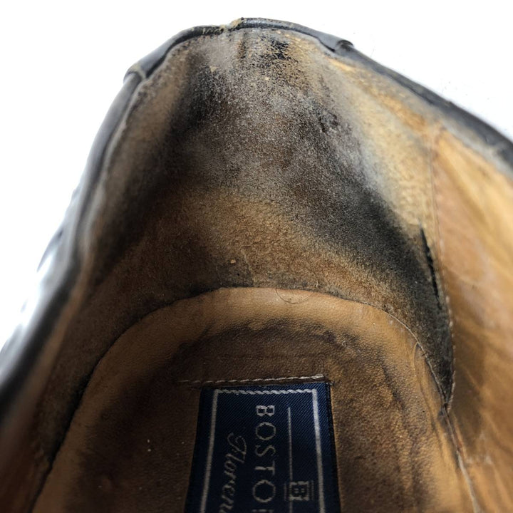Bostonian FLORENTINE Braided Straight Tip Shoes, Made in Italy, Size 9 1/2M Men's 27.5cm genuine leather black type Vintage Second Hand