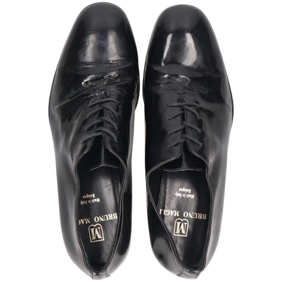 Bruno Magli patent leather plain-toe shoes, size 10 M, made in Italy Men's 28.0cm unclear black type Vintage Second Hand