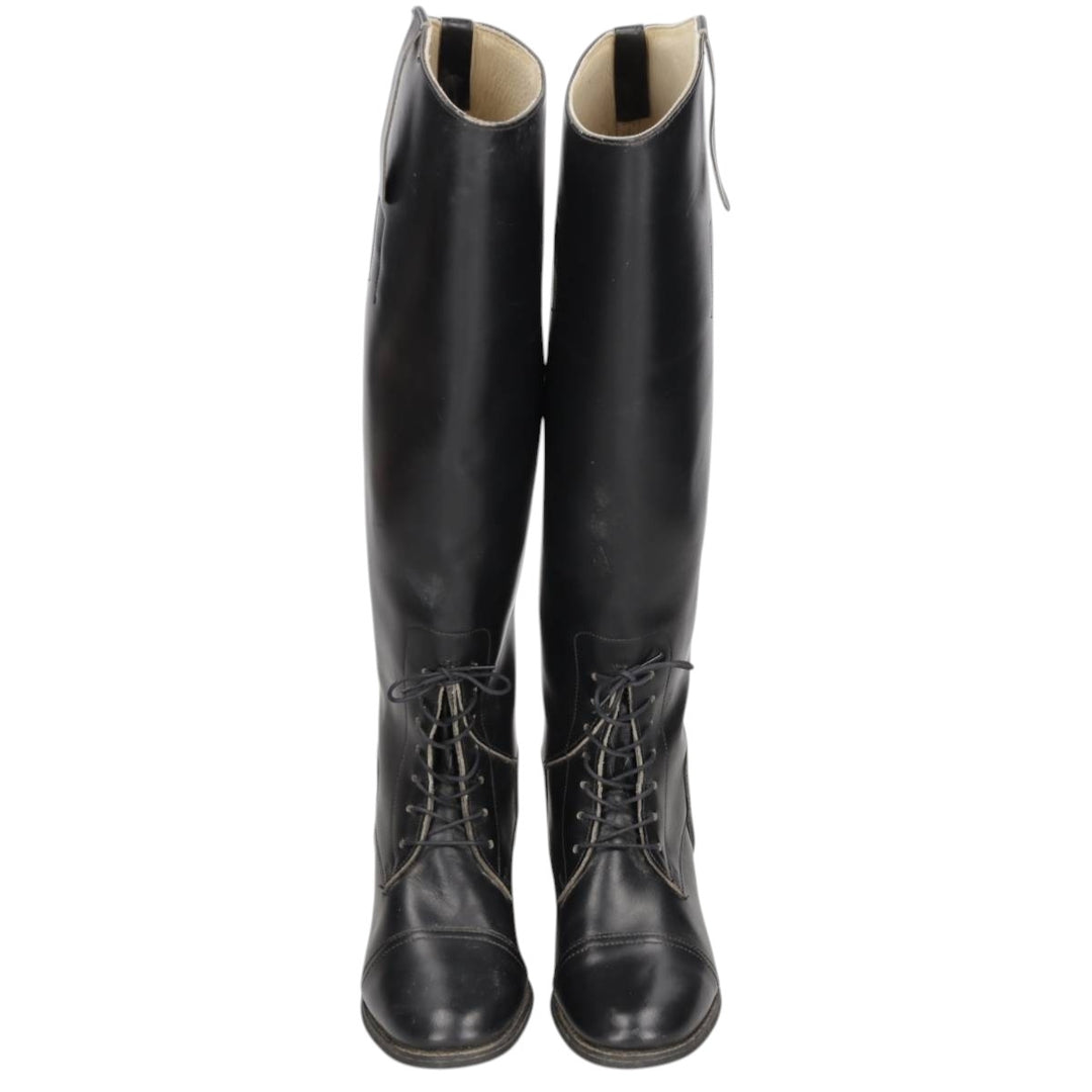 Marlborough straight-tip jockey riding boots, long boots, made in England, 7 1/2 size Women's 26.5cm unclear black type Vintage Second Hand