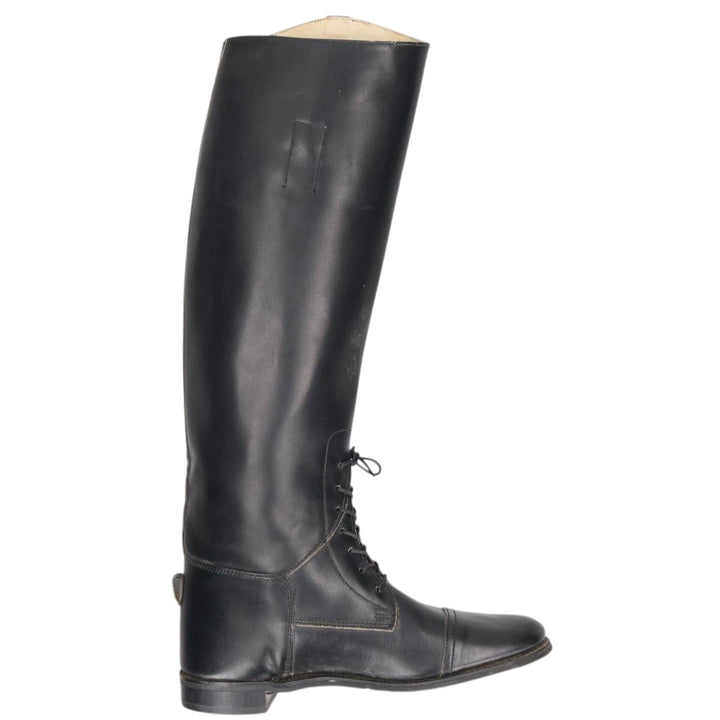 Marlborough straight-tip jockey riding boots, long boots, made in England, 7 1/2 size Women's 26.5cm unclear black type Vintage Second Hand