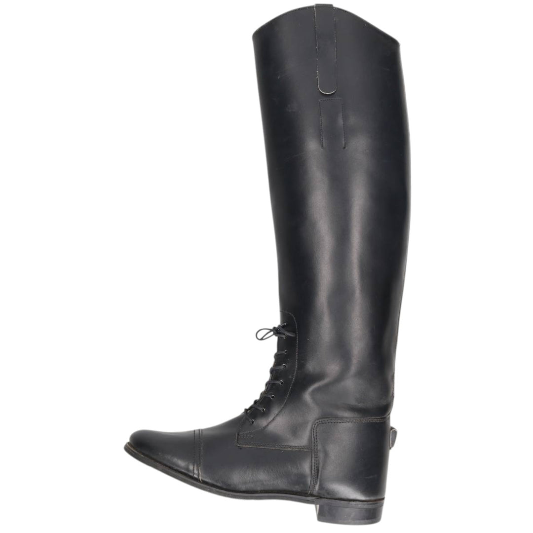 Marlborough straight-tip jockey riding boots, long boots, made in England, 7 1/2 size Women's 26.5cm unclear black type Vintage Second Hand