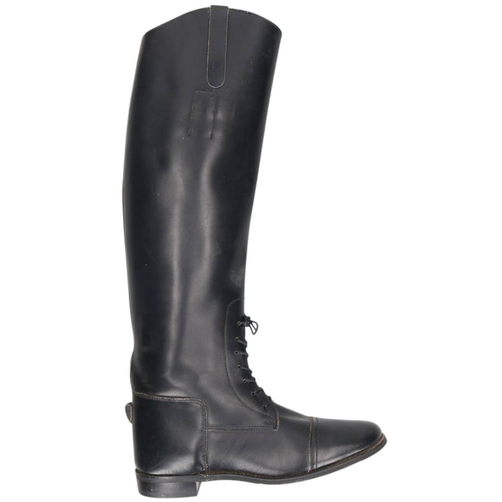 Marlborough straight-tip jockey riding boots, long boots, made in England, 7 1/2 size Women's 26.5cm unclear black type Vintage Second Hand