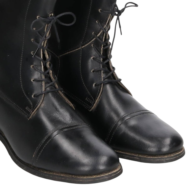 Marlborough straight-tip jockey riding boots, long boots, made in England, 7 1/2 size Women's 26.5cm unclear black type Vintage Second Hand