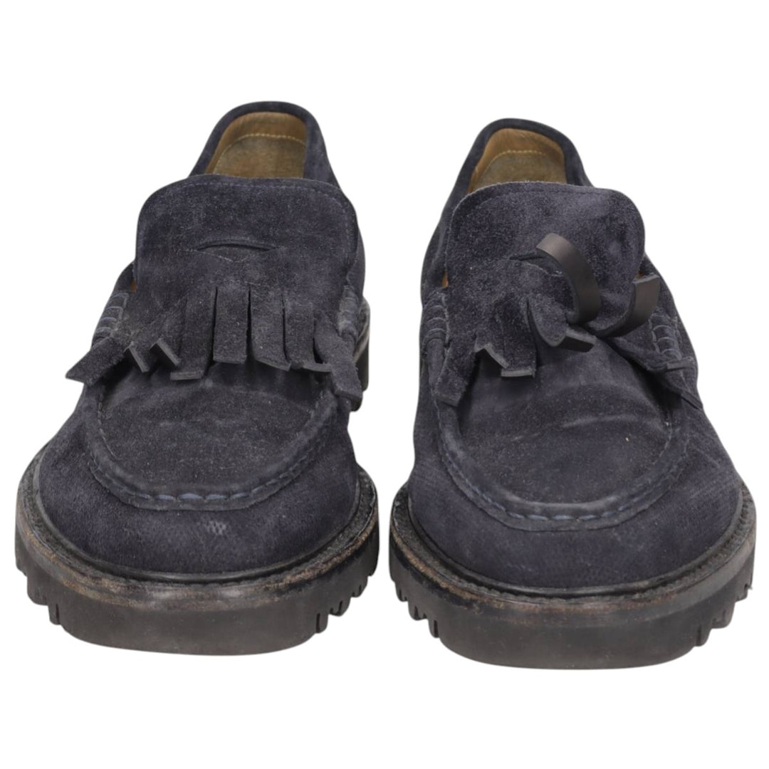 Giorgio Armani suede quilted loafers, made in Italy, size 8 1/2 (equivalent to men's 11.2 inches) /saa014800 Men's 28.5cm Genuine Leather Suede navy blue type Vintage Second Hand