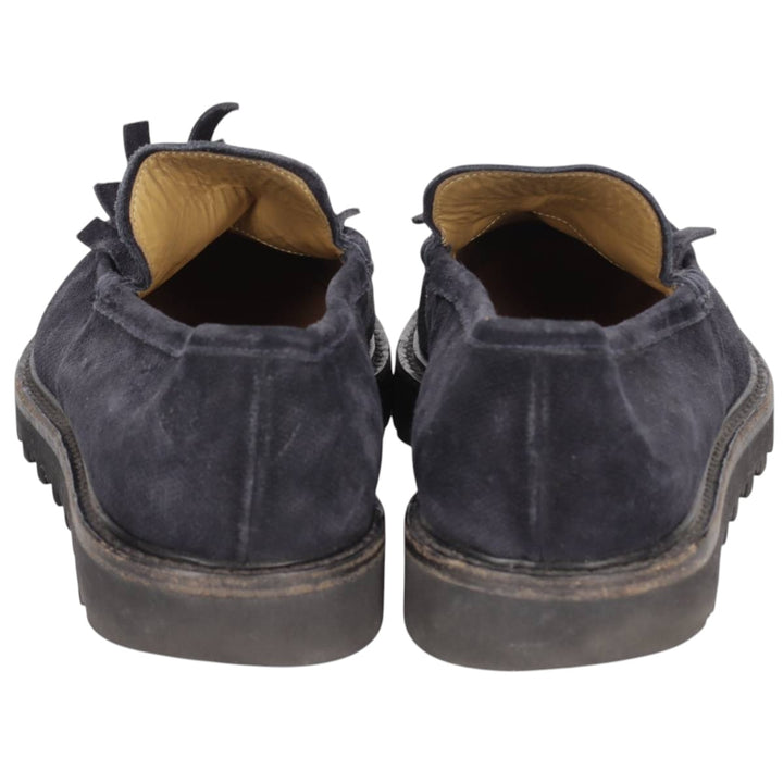 Giorgio Armani suede quilted loafers, made in Italy, size 8 1/2 (equivalent to men's 11.2 inches) /saa014800 Men's 28.5cm Genuine Leather Suede navy blue type Vintage Second Hand