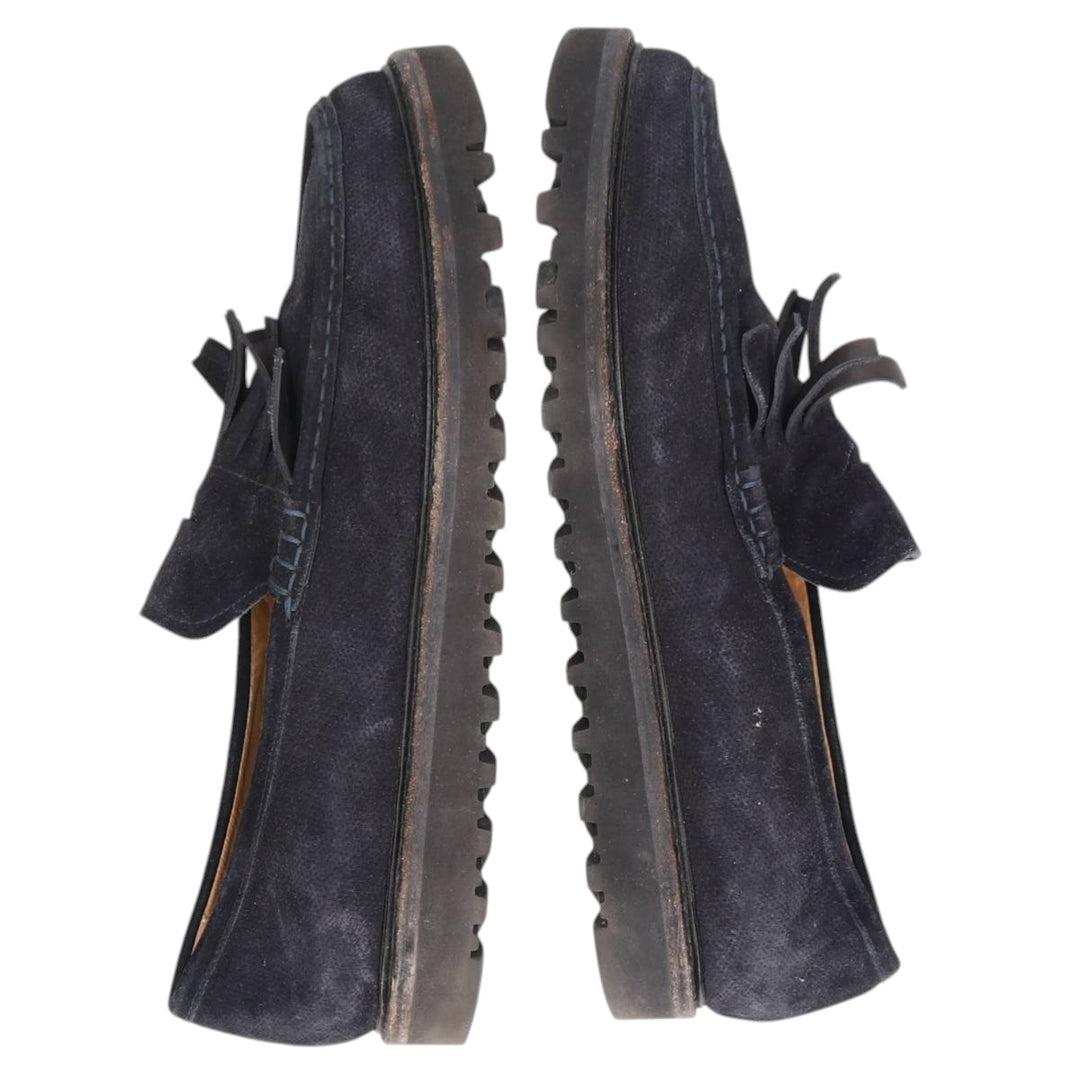 Giorgio Armani suede quilted loafers, made in Italy, size 8 1/2 (equivalent to men's 11.2 inches) /saa014800 Men's 28.5cm Genuine Leather Suede navy blue type Vintage Second Hand