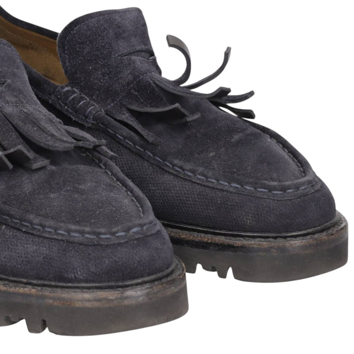 Giorgio Armani suede quilted loafers, made in Italy, size 8 1/2 (equivalent to men's 11.2 inches) /saa014800 Men's 28.5cm Genuine Leather Suede navy blue type Vintage Second Hand