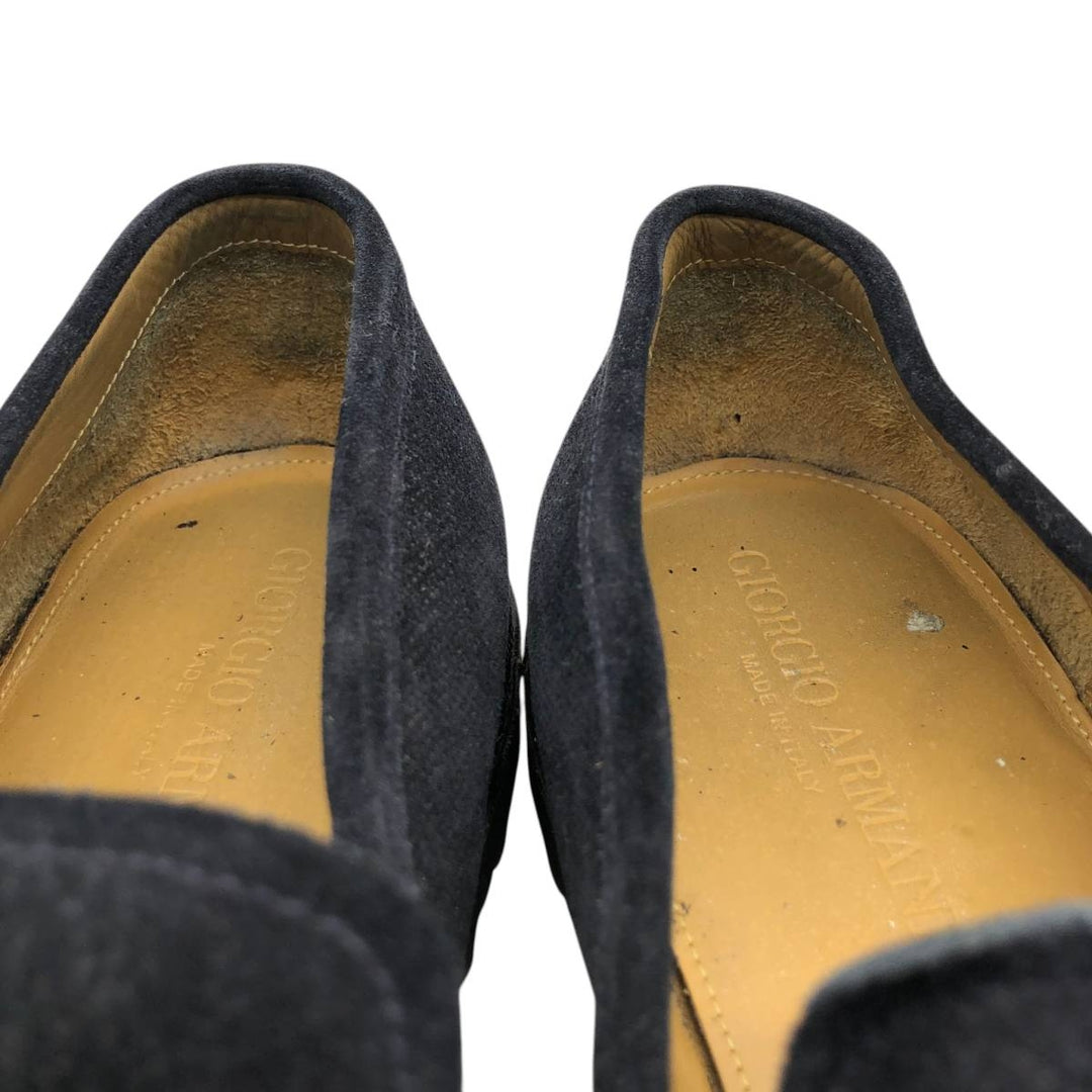 Giorgio Armani suede quilted loafers, made in Italy, size 8 1/2 (equivalent to men's 11.2 inches) /saa014800 Men's 28.5cm Genuine Leather Suede navy blue type Vintage Second Hand