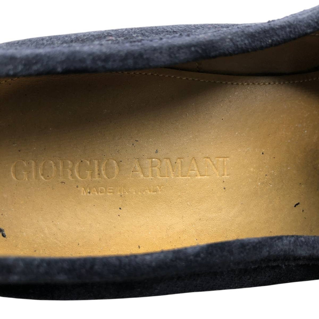 Giorgio Armani suede quilted loafers, made in Italy, size 8 1/2 (equivalent to men's 11.2 inches) /saa014800 Men's 28.5cm Genuine Leather Suede navy blue type Vintage Second Hand