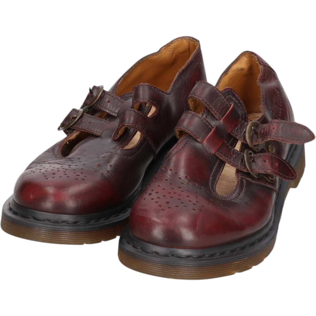 Dr. Martens MARY JANE 8065 Semi-Brogue Strap Shoes, Size 6, Women's, Size 9.6" (saa014816) Women's 24.5cm genuine leather burgundy type Vintage Second Hand