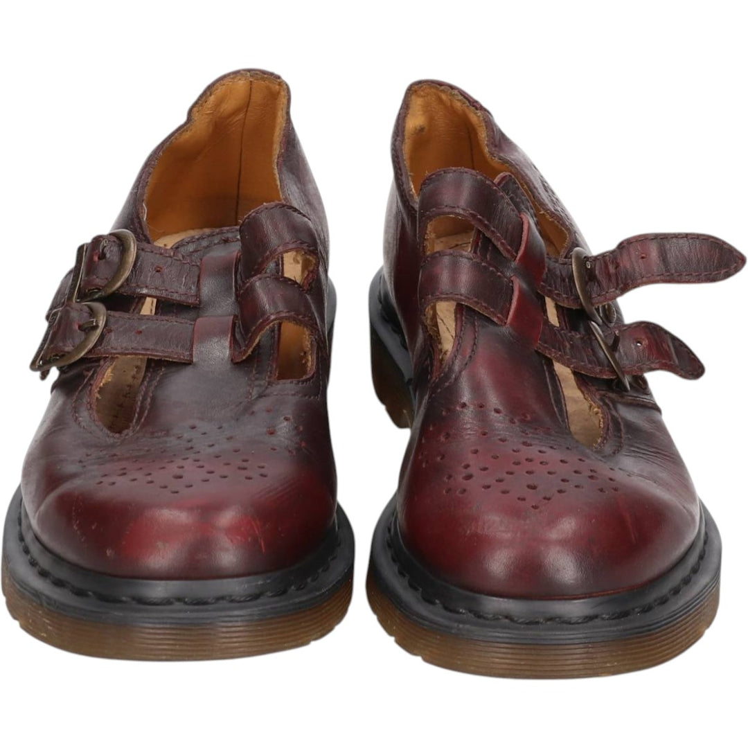 Dr. Martens MARY JANE 8065 Semi-Brogue Strap Shoes, Size 6, Women's, Size 9.6" (saa014816) Women's 24.5cm genuine leather burgundy type Vintage Second Hand