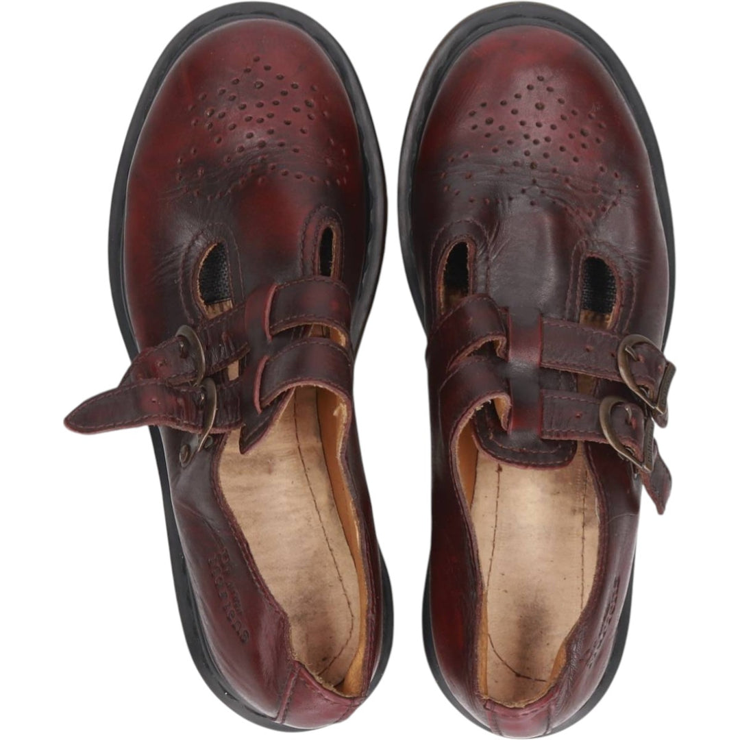 Dr. Martens MARY JANE 8065 Semi-Brogue Strap Shoes, Size 6, Women's, Size 9.6" (saa014816) Women's 24.5cm genuine leather burgundy type Vintage Second Hand