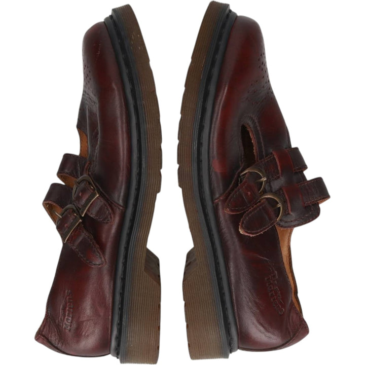 Dr. Martens MARY JANE 8065 Semi-Brogue Strap Shoes, Size 6, Women's, Size 9.6" (saa014816) Women's 24.5cm genuine leather burgundy type Vintage Second Hand