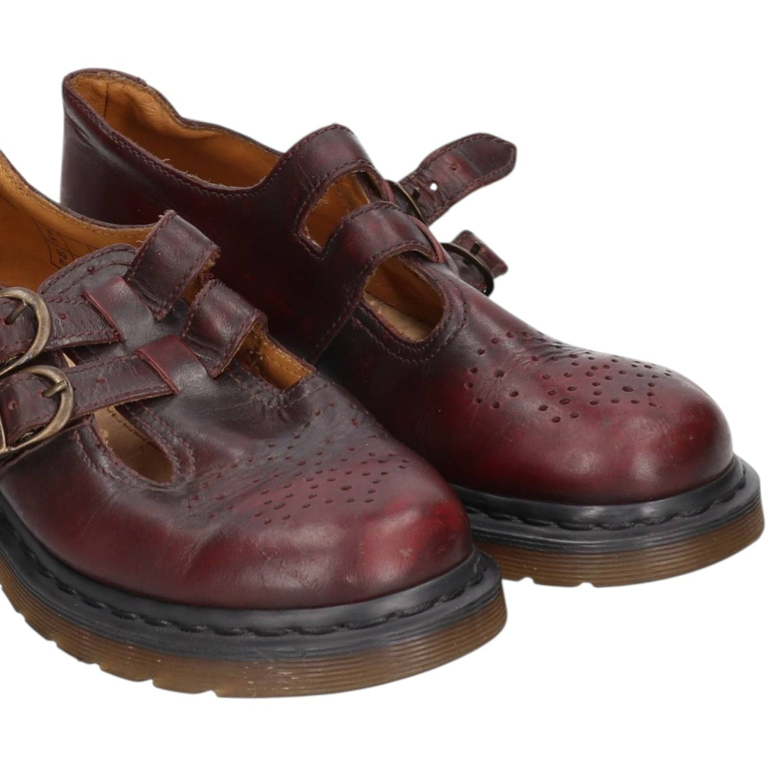 Dr. Martens MARY JANE 8065 Semi-Brogue Strap Shoes, Size 6, Women's, Size 9.6" (saa014816) Women's 24.5cm genuine leather burgundy type Vintage Second Hand