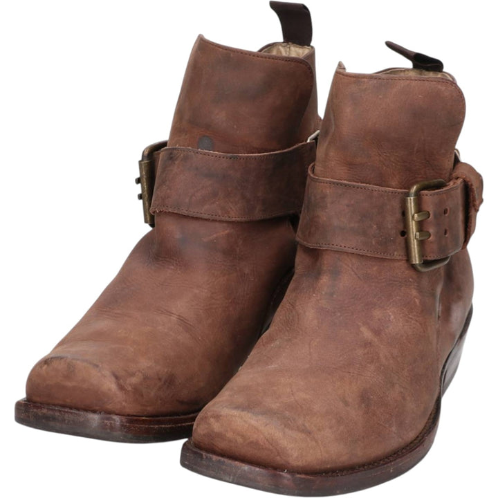 Sancho square-toe short boots with belt, made in Spain, size 40 Women's 25.0cm unclear brown type Vintage Second Hand