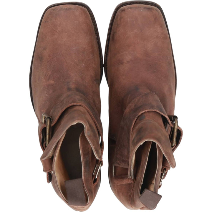 Sancho square-toe short boots with belt, made in Spain, size 40 Women's 25.0cm unclear brown type Vintage Second Hand