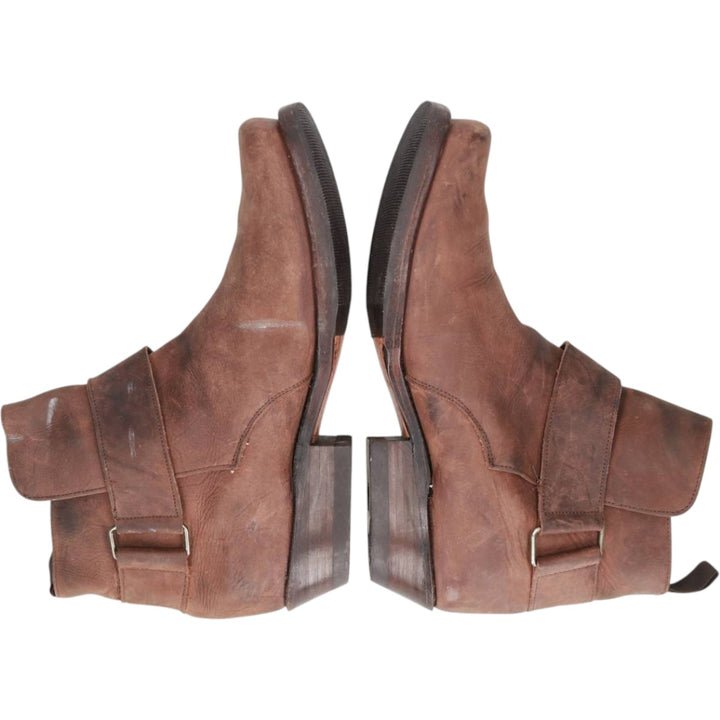 Sancho square-toe short boots with belt, made in Spain, size 40 Women's 25.0cm unclear brown type Vintage Second Hand