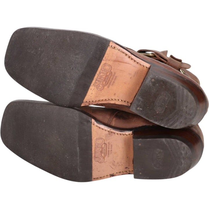 Sancho square-toe short boots with belt, made in Spain, size 40 Women's 25.0cm unclear brown type Vintage Second Hand