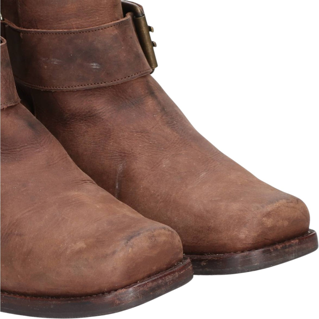 Sancho square-toe short boots with belt, made in Spain, size 40 Women's 25.0cm unclear brown type Vintage Second Hand