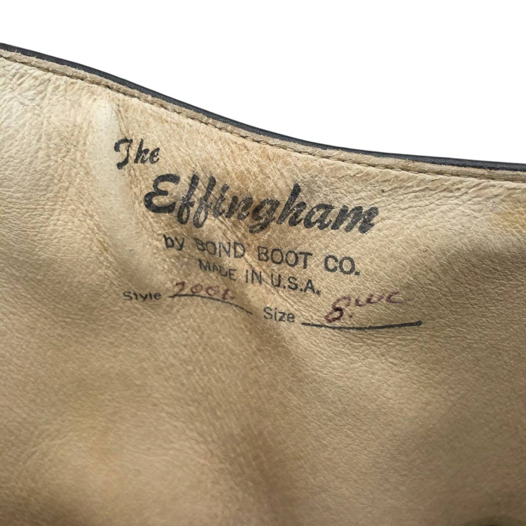 BOND BOOT CO. THE EFFINGHAM Jockey Riding Boots, Made in USA, Size 8 Women's 25.0cm unclear black type Vintage Second Hand