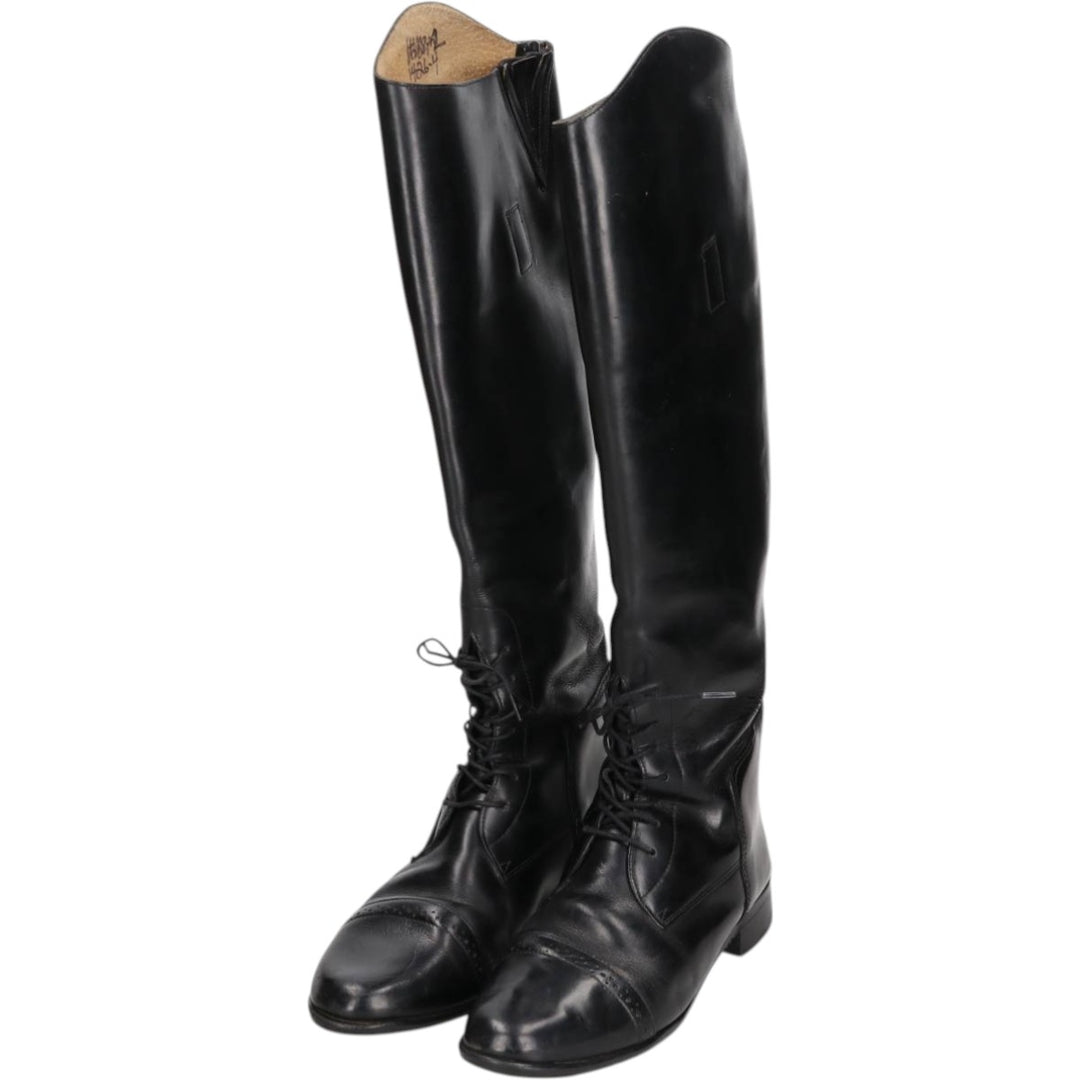 Straight-tip jockey riding boots, size 8 1/2R (equivalent to women's 9.8" /saa014829 Women's 25.0cm unclear black type Vintage Second Hand