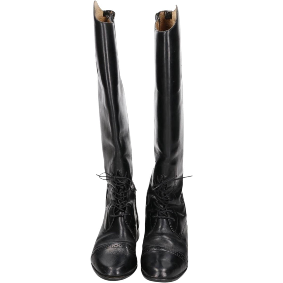 Straight-tip jockey riding boots, size 8 1/2R (equivalent to women's 9.8" /saa014829 Women's 25.0cm unclear black type Vintage Second Hand